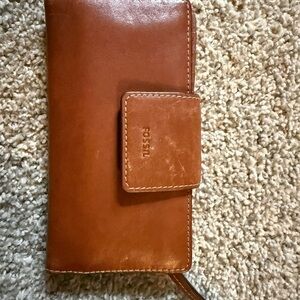 Fossil Tan Leather Clutch